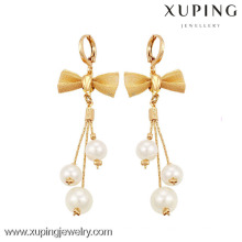 90095 Xuping Bow-knot Drop Earring Pendientes de perlas con estilo calientes